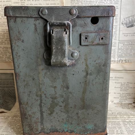 antique military metal box cylinder|military storage containers for sale.